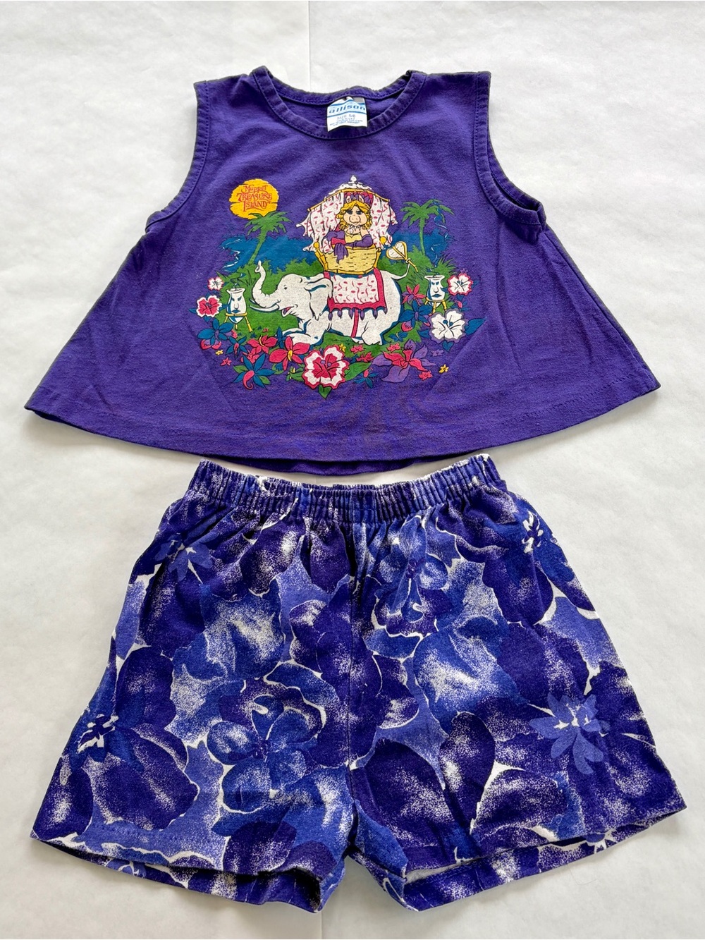 1990s Muppet Treasure Island Girls Purple Tank Top with shorts